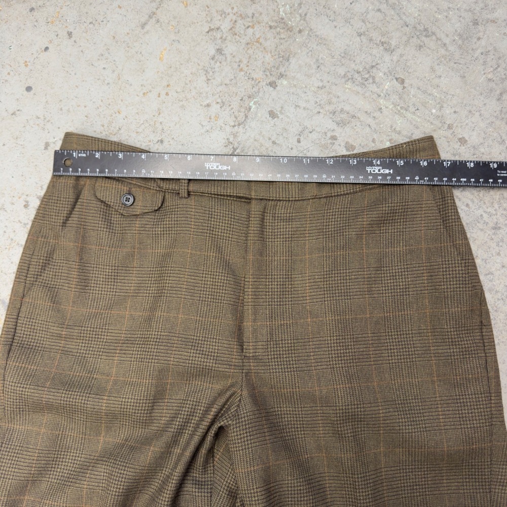 Lauren Ralph Lauren Brown Glen Plaid Wool Cuffed Trousers Pants Size 12 - Picture 7 of 8